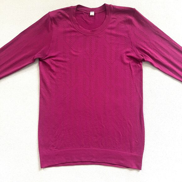 Lululemon Fletching Lines Ripened Raspberry Swiftly Breathe Long Sleeve Shirt 4 - Picture 4 of 8